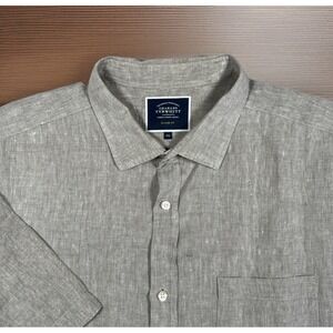 Charles Tyrwhitt Linen Blend Button Down Shirt Mens Large Short Sleeve Casual